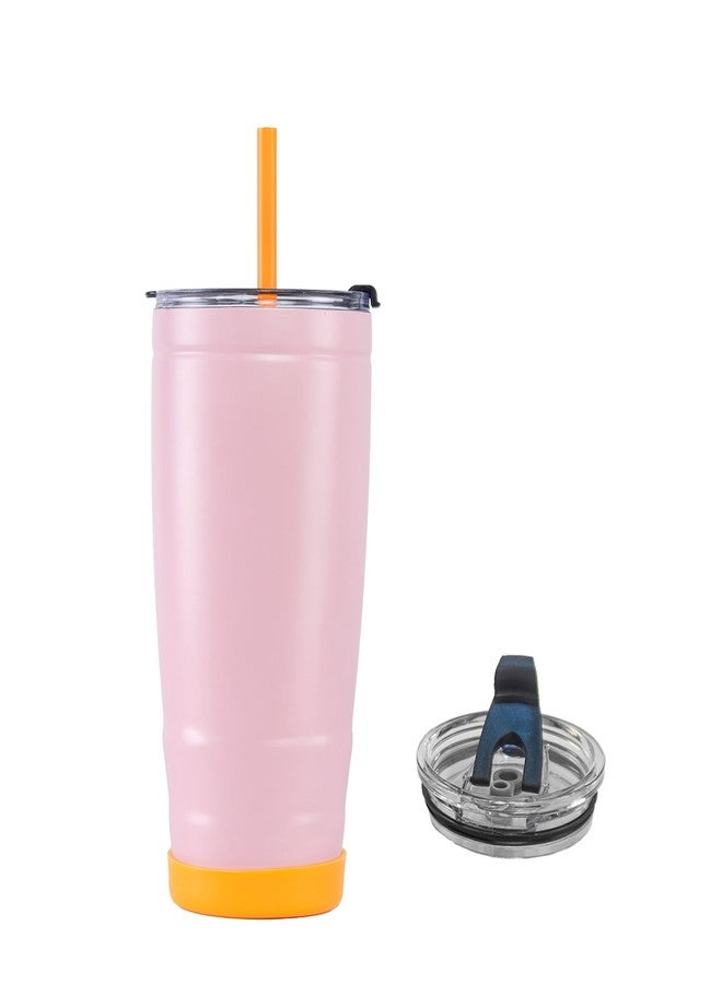 Headway by rabitat REO Insulated Stainless Steel Tumbler 500 ml | Double Wall Vacuum Travel Mug | Hot & Cold | Flip-Open Straw Sipper | Leak Proof Flask for Office, Gym, Travel | Blush Pop - Image 1